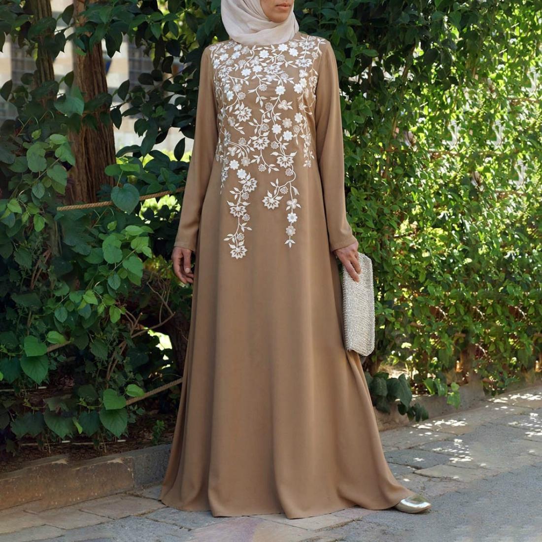 

Women Print Long Sleeve Dress National Wind Dress SizeXXL