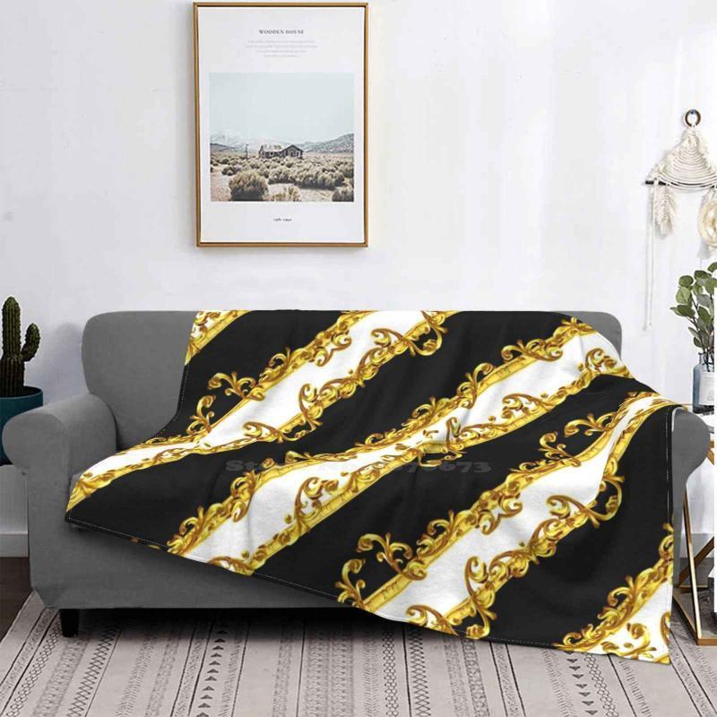 

Blankets Greek Ornament Baroque Prints Goldenmeander Meandros Vintage Printing High Qiality Flannel Blanket