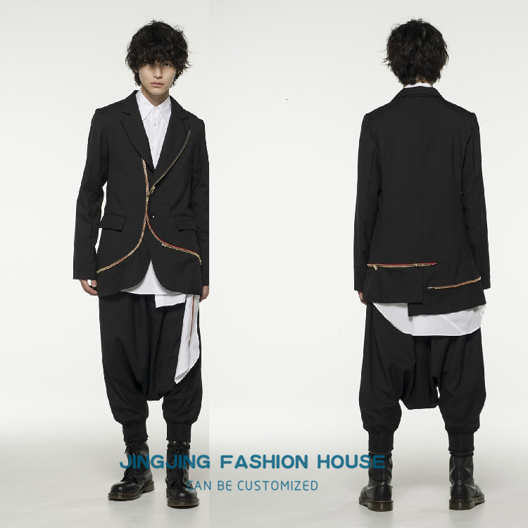 

2021 New S-7xl!! Men's Suit Splicing Broken Through Asymmetrical Beauty. 8DJD, Black
