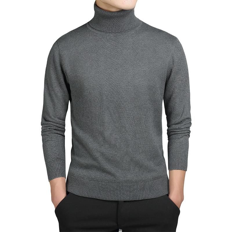

Mens Sweaters Cotton Winter Warm Sweater Men Black Turtleneck Pullover Slim Fit Jumper Pull Knitted Men Clothing Casual, Light grey