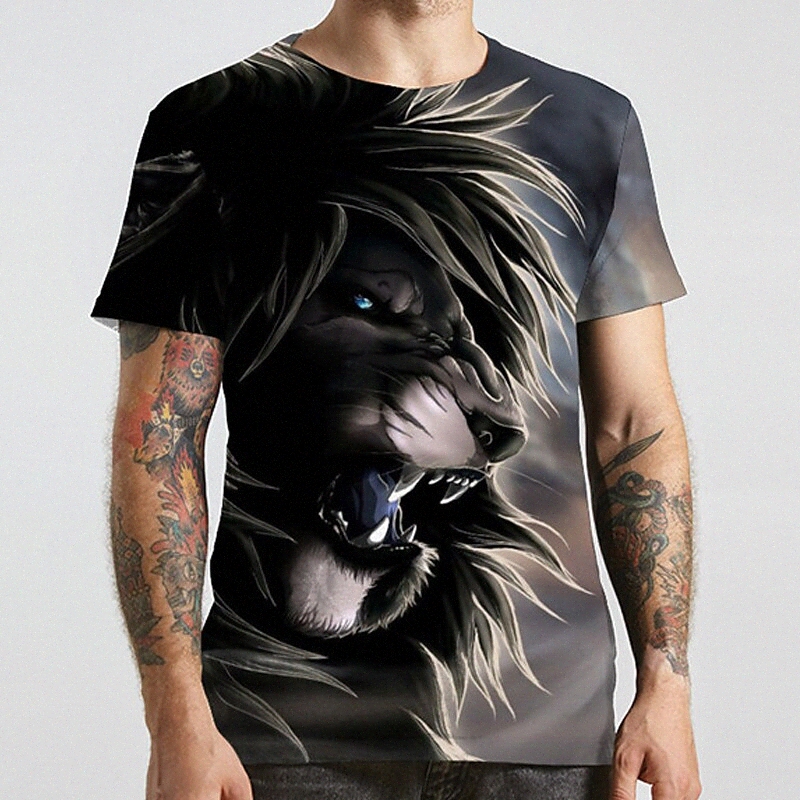 Men's Unisex Tee T shirt Shirt 3D Print Graphic Prints Lion Animal Plus Size Round Neck Casual Daily Print Short Sleeve Tops Fashion Designer B