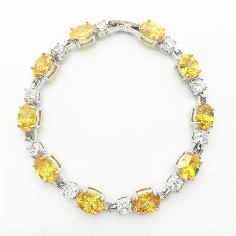 

Gold yellow stone Color Zircon Stone Bracelets 10KT White Gold Filled Women Lady's Fashion Jewelry HOT Selling