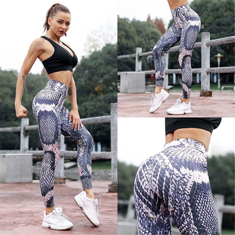 

2020 New Sexy Women yoga Elastic animal skin sports leggings warm women pants gym sportswear Leggings, Gray
