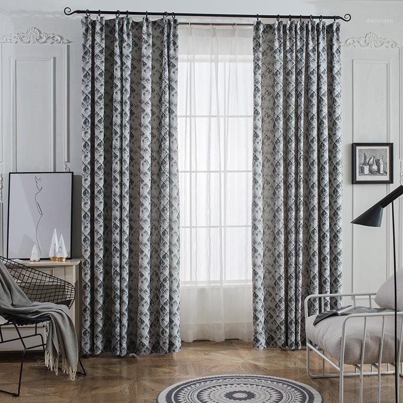 

Retro Lattice Modern Minimalist Cotton Jacquard Fabric for Living Room Dining Room Bedroom Study Linen Curtains1, Tulle