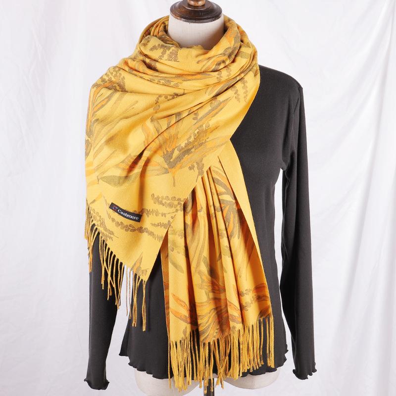 

New Double-Sided Jacquard Cashmere Scarf Two-Color Big Shawl Dual-Use Women's Spring AutumnAnd Winter Warmth And Thick Scarf