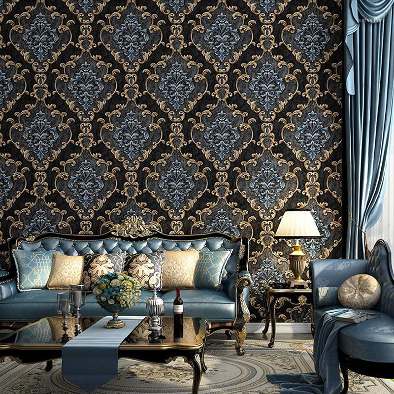

European Style Damask 3D Floral Wall Papers Home Decor Wallpaper for Living Room Background Room Walls contact paper1, 990303