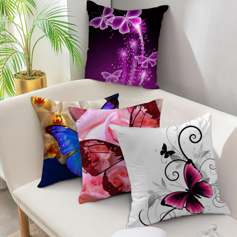 

Fuwatacchi Butterfly Cushion Covers Animal Flower Pillow Cover for Sofa Chair Home Decoration Painted Throw Pillowcases 45*45cm, Pc04883