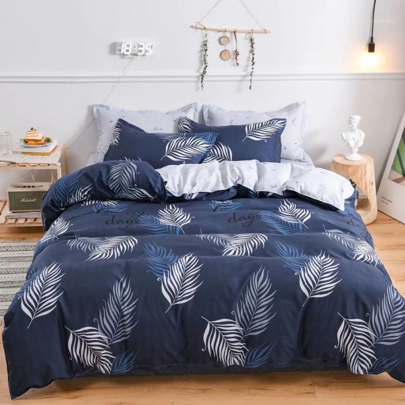 

Simple Bedding Sets Duvet Cover Set Quilt Cover and Pillowcase Bedclothes Double Queen King 2-3pcs/set leaf Bed set1, 07