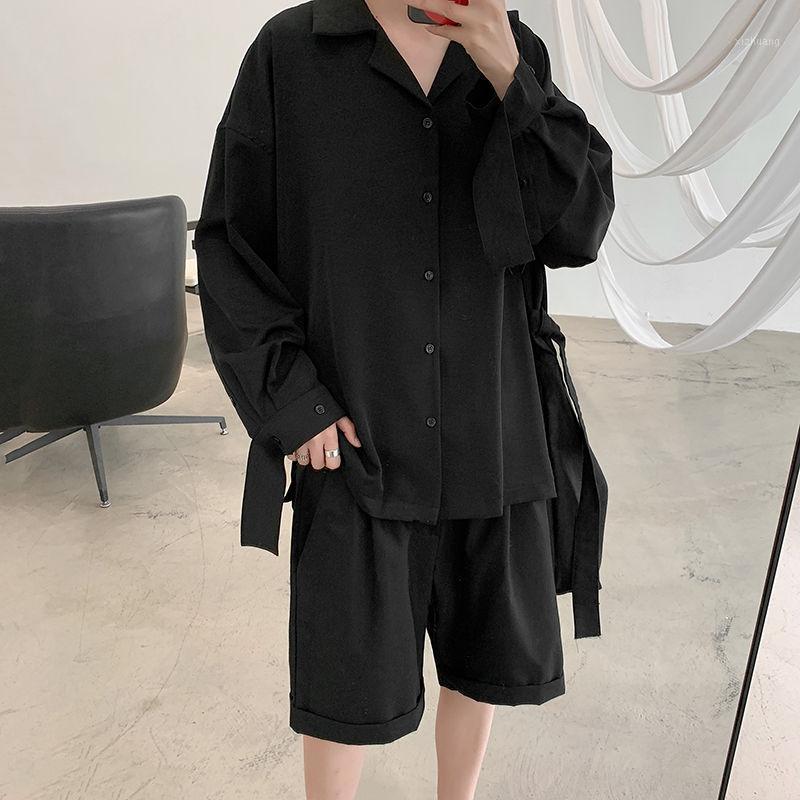 

Men's Dress Shirts Korean Shirt Men's Fashion Social Men Black White Casual Mens Streetwear Wild Loose Long Sleeve -2XL1