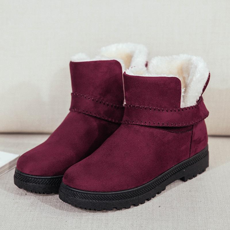 

2020 New Women Shoes Corium Female Warm Zapatos Mujer Tenis Bota Classic Ankle Rubber Flat with Women Boots Winter Snow Boots, Red