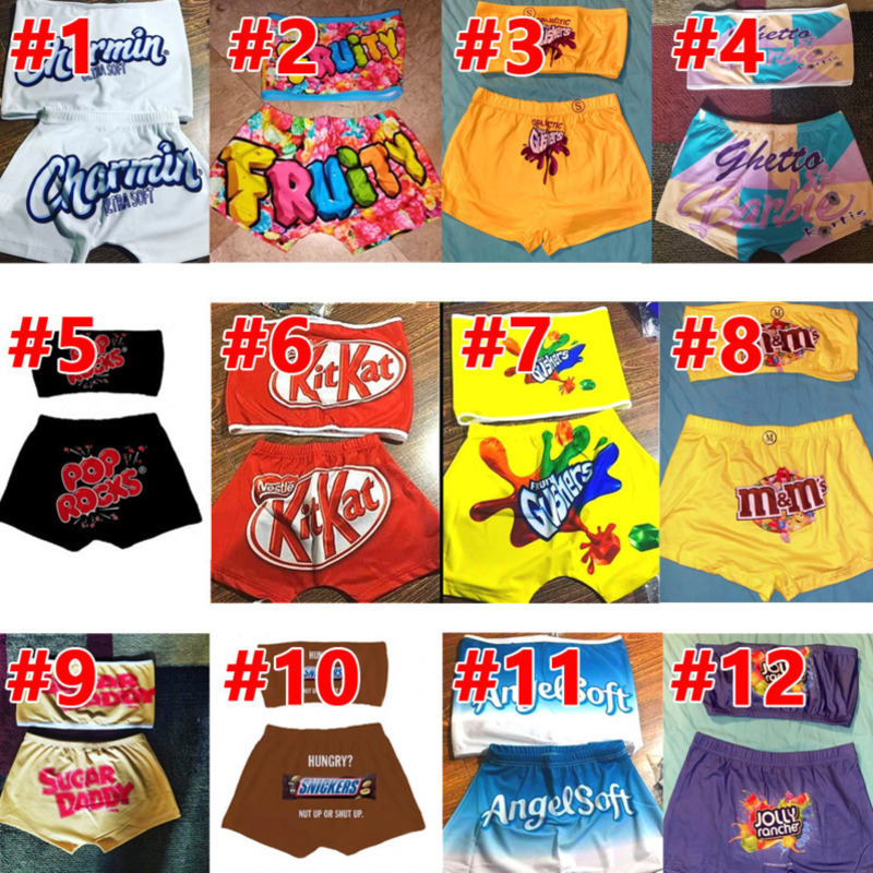 

Women Tracksuits Two Pieces Set Designer Cartoon Summer Shorts Sexy Letters Pattern Printed Chest-wrappedyoga Pants S-XXL, Lattice -4