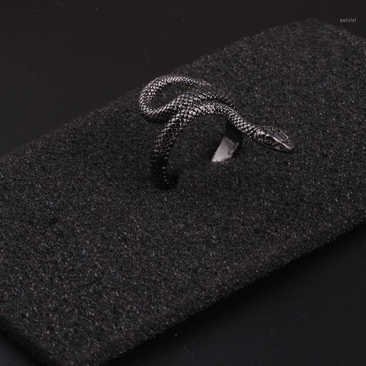 

Fashion Punk Animal Ring Gothic Black Silver Metal Snake Rings Gor Men Adjustable Unisex Rings Jewelry Drop Shipping1