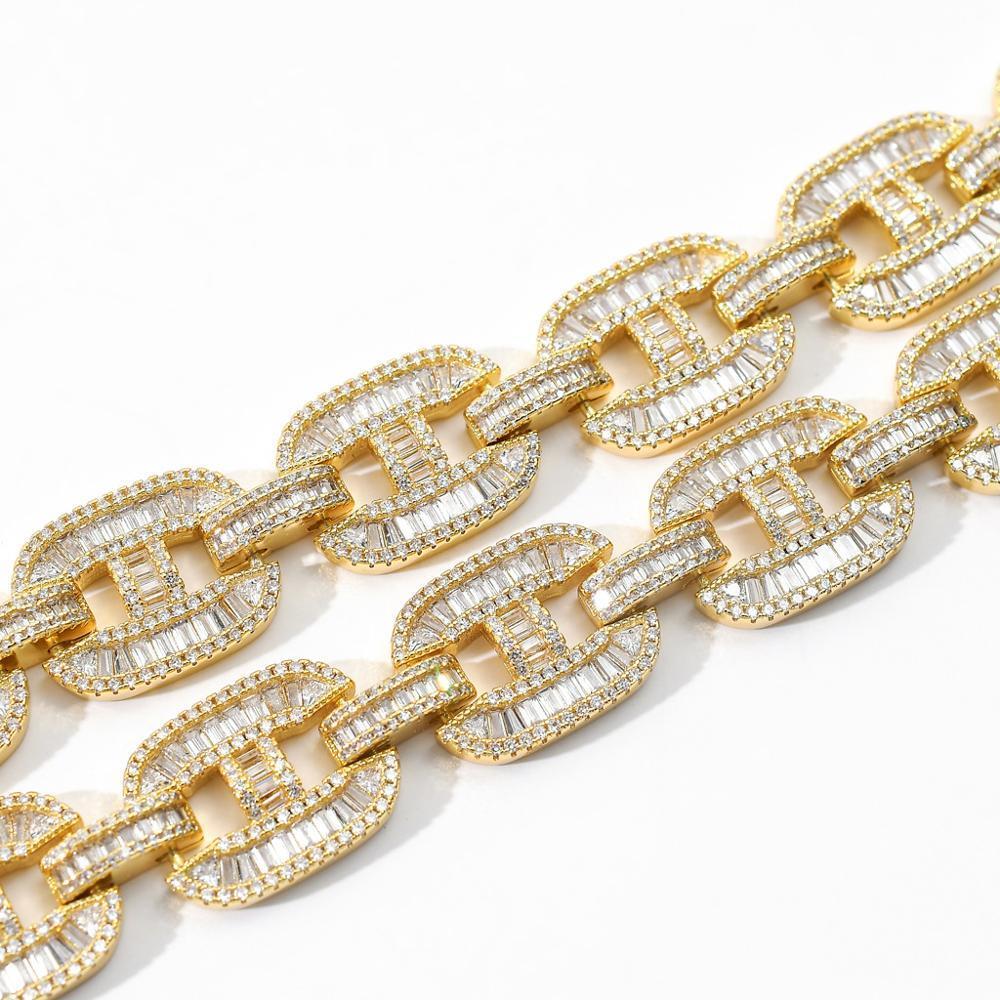 

Miami 16mm Big Box Clasp Cuban Link Chain 2 Colors Iced Out Baguette Zircon Necklace Mens Hip Hop Jewelry H bbyOkX, Silver