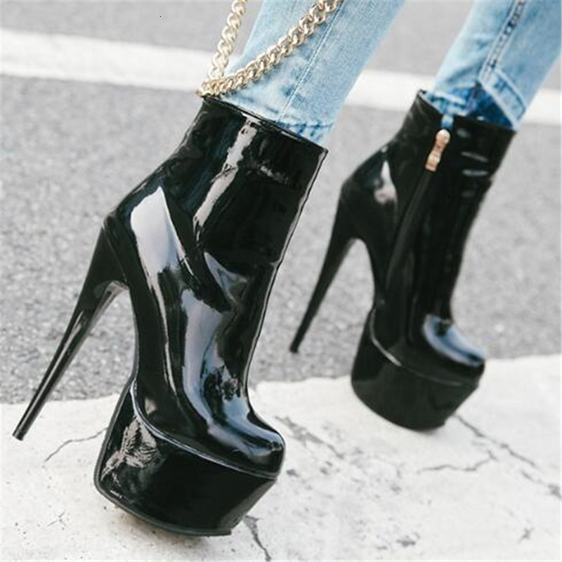 

New Style 2021 16cm Super Stiletto Boots Fashion Side Zip Sexy Women's Rubber Shoes -44 3M1S, White