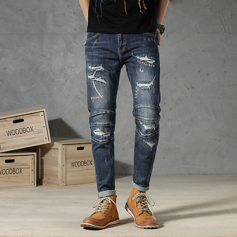 

2021 New Jeans for Mended Men Painted Thin Pants Embroidered Hip Spring 304H, Games