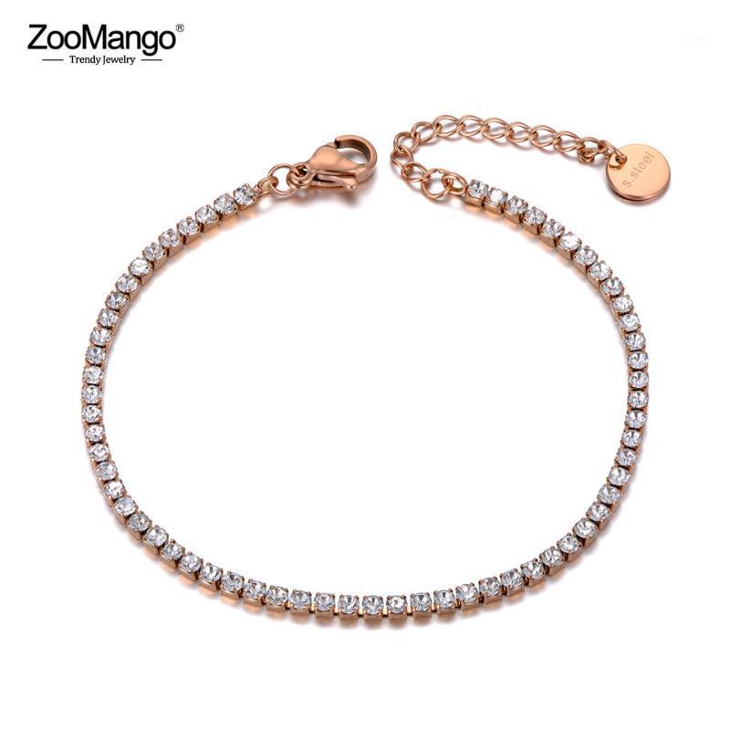 

ZooMango Sparkling CZ Crystal Charm Bracelets Bangles For Women Girls Stainless Steel Link Chain Bohemia Beach Bracelet ZB191081