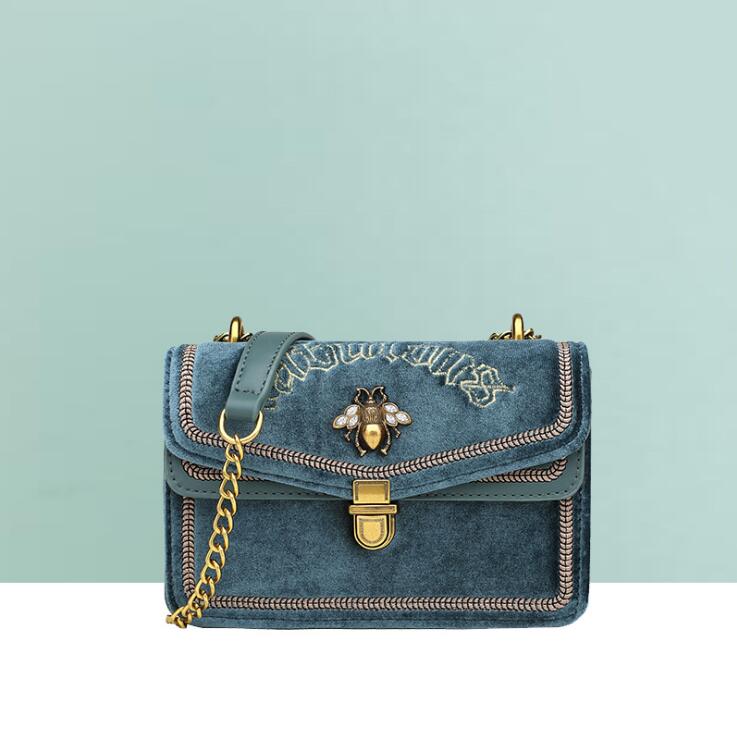 

Factory wholesale women handbag winter leather chain bag elegant atmosphere Pearl decoration womens shoulder bags embroidery fashion handbags