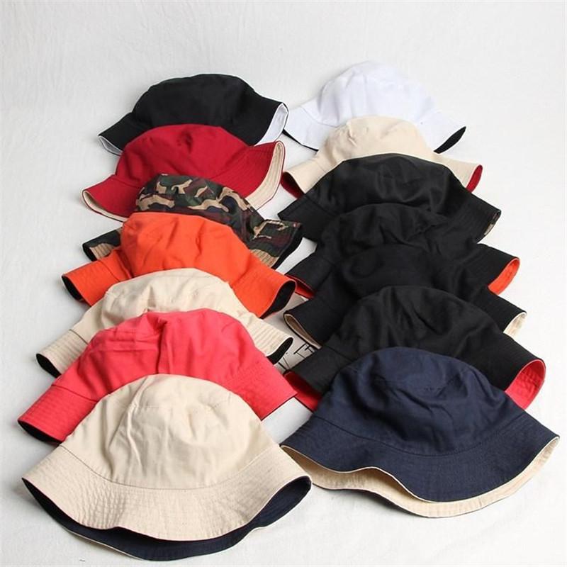 

2020 solid Double sided Bucket Hat Fisherman Hat outdoor travel Sun Cap Hats for Men and Women 282, Style 7