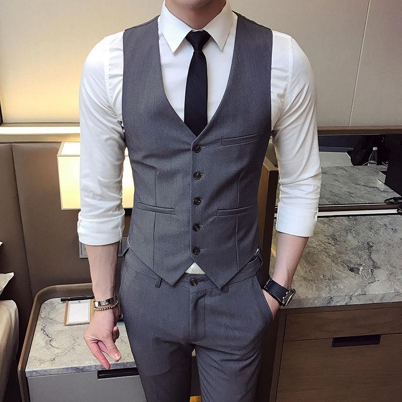 

2020 New Arrival Casual Sleeveless Formal Business Jacket Dress Vests for Men Slim Fits Mens Suit Vest Male Waistcoat Homme, Black