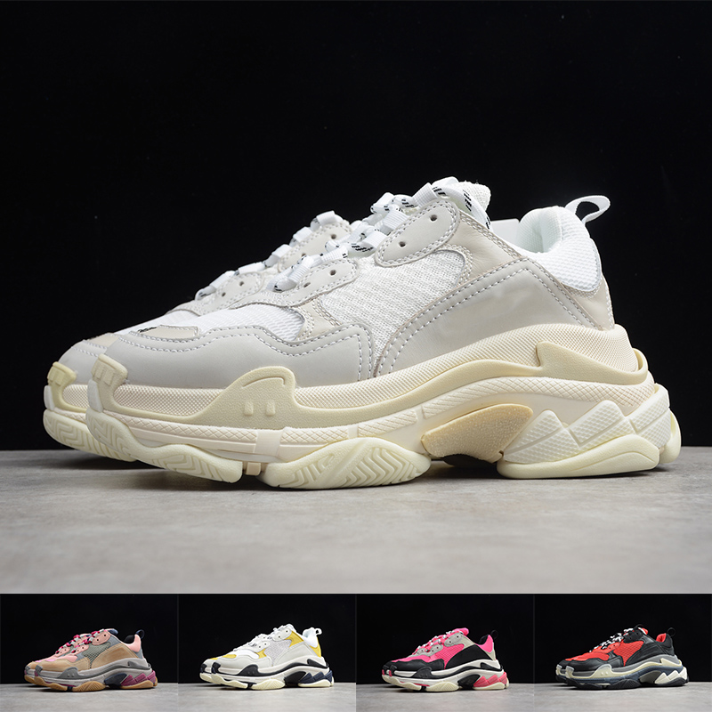 

Male Female Triple S Trainers 17FW Bred Triples Designer Sneakers Old Dad Grey Fashion Casual Platform Shoes for Men Women, Shown