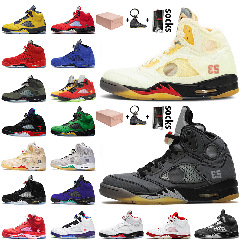 

With Box Jumpman 5 5s Basketball Shoes Sail Fire Red Muslin Oregon Ducks What the Sneakers Metallic SIlver Alternate Grape Mens Trainers, #23 island green 36-47