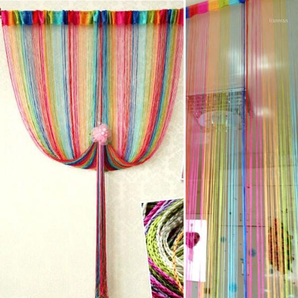 

Rainbow String Line Curtain Door Window Decor Panel Room Divider Curtain String Strip Tassel Drape Decor1, Multi