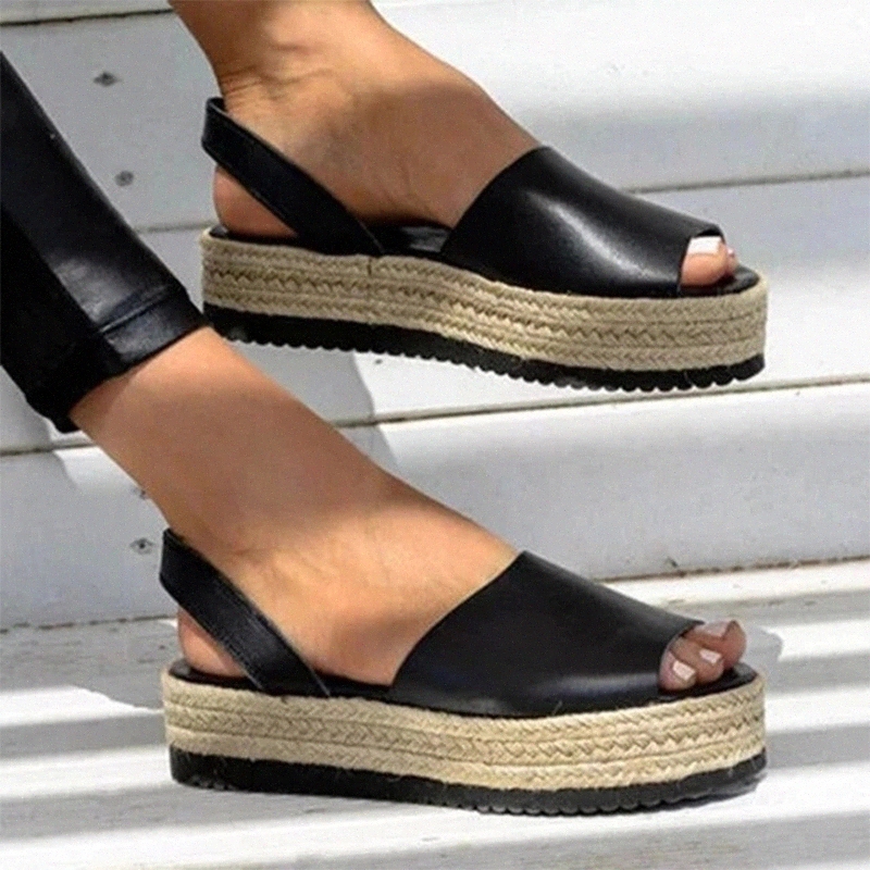 

Women Wedges Shoes 2020 New Fashion Ladies Summer Casual Platform Shoes Peep Toe Mid Heel Sandals Ladies Shoes and Sandals #7908, Black