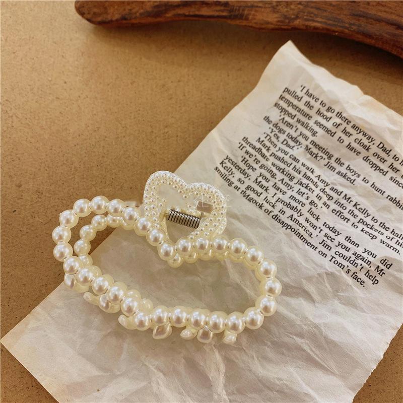 

1PC 2020 Korea Fashion Transparent Acrylic Geometric Imitiation Pearl Hair Crab For Women Hairpins Hair Claw Clamp