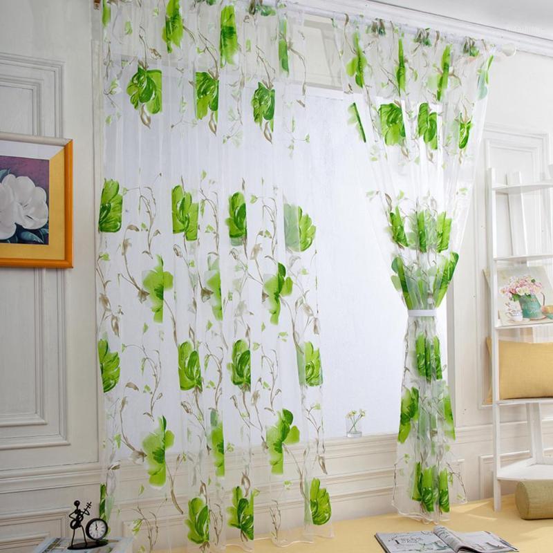 

Tulle Sheer Curtains Brilliant Flower Pattern Vines Leaves Door Window Curtains Drape Panel Sheer Scarf Hot Sale1, Red