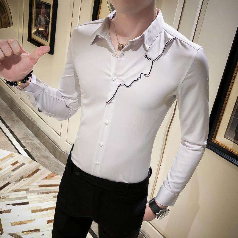 

2020 autumn Fashion Men' High quality pure cotton Business shirts/Male lapel slim fit Casual shirts camisas hombre shirts, Black