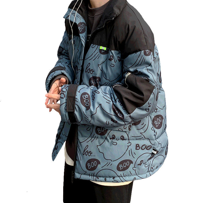 

Clothing 2021 Cotton-quilted Autumn New Thin Cartoon Couples Printed Men's Youth Clothes 6W5T, Haze blue