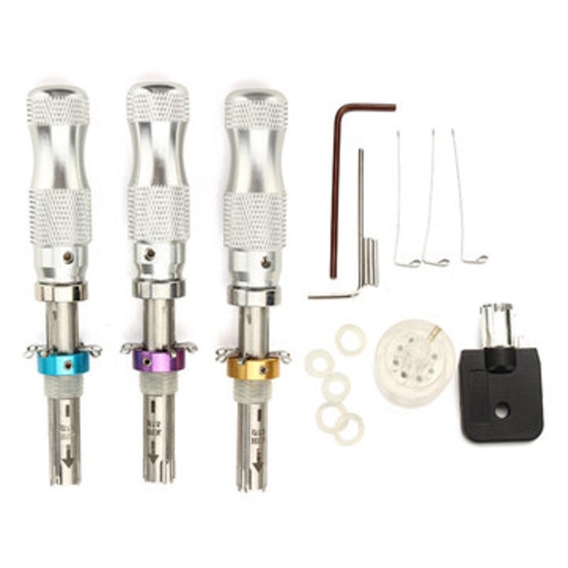 

3Pcs Tubular 7 Pins Lock Pick Tools with Transparent 7 Pin Tubular Lock Cylinder Locksmith Tools