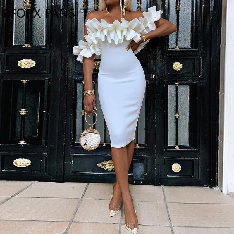 

Designer Summer Women Party Sexy White Dresses Off Shoulder Ruched Design Bodycon Dress Free Shipping, White;black