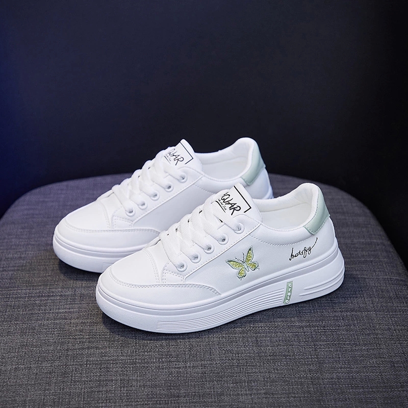 

2020 Fashion Sneakers Women White Shoes Thick Sole Women Flats Cool Young Ladies Sneakers Height Increasing Shoes 4cm A2612 #uP5d, Beige