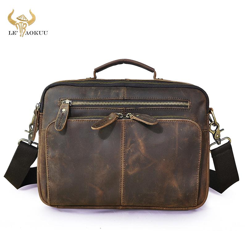 

Crazy Horse Leather Male Horizontal Design Messenger bag Travel Vintage Cross-body Bag 10" Tablet Tote Mochila Satchel 8059, Horizontal-brown2