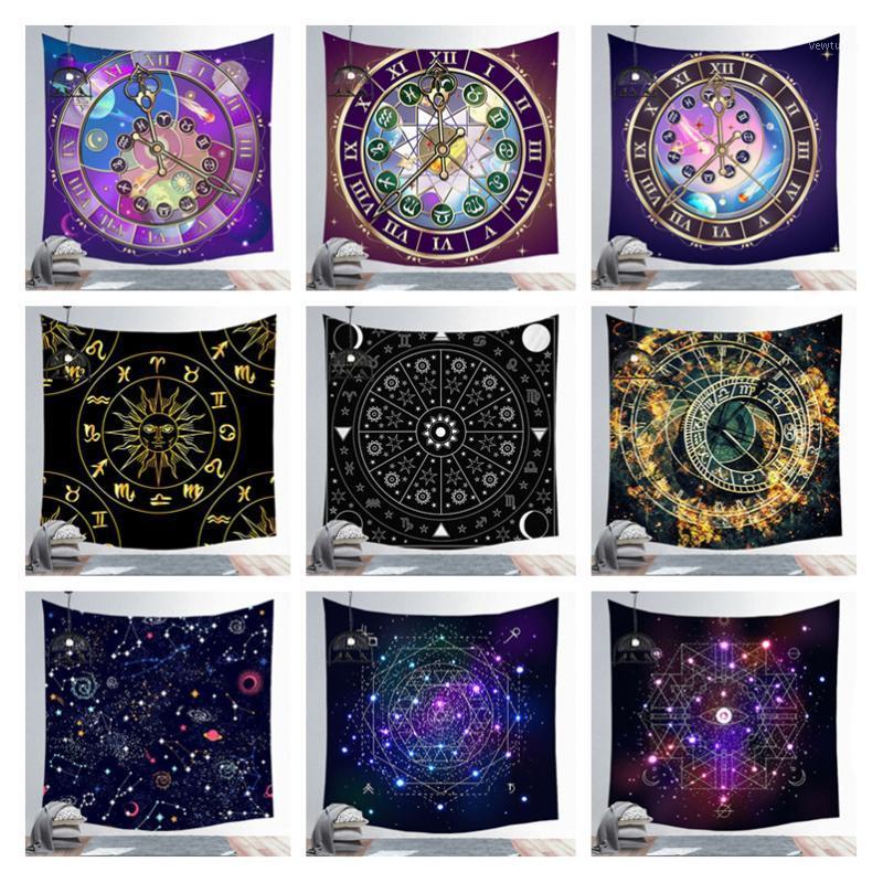 

New Creative Astrolabe Chart Zodiac Wall Tapestry Hot Cosmos Celestial Stars Mandala Tapestry Wall Hanging Fabric Boho Decor1