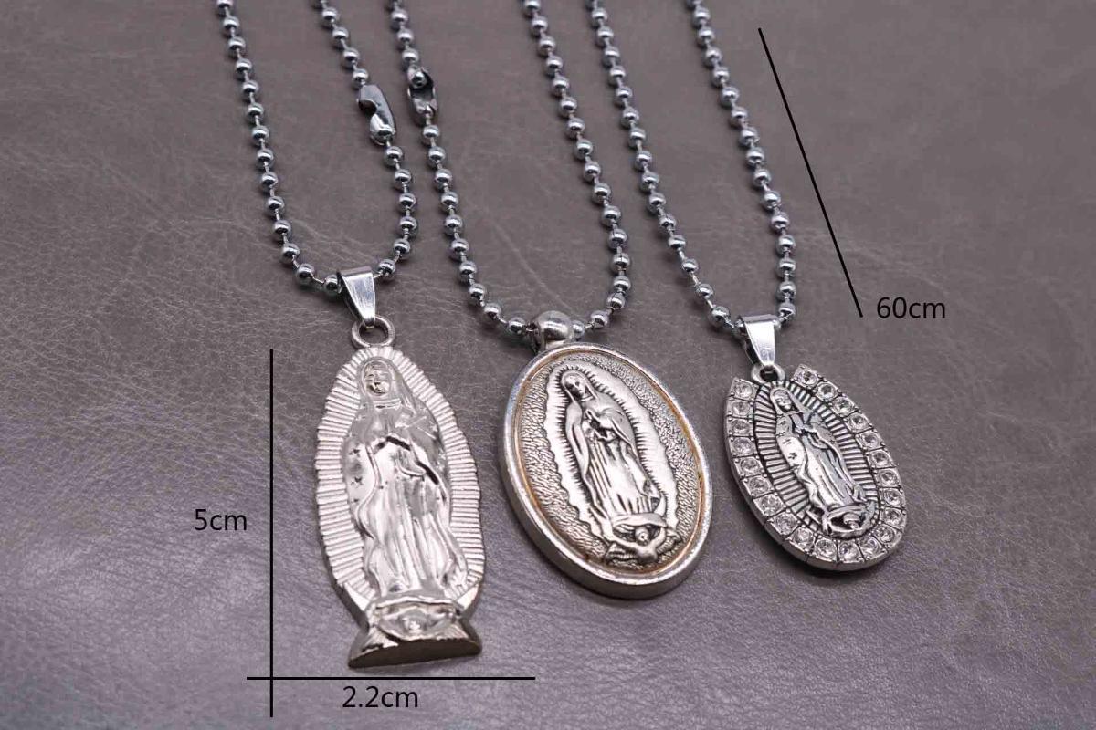 

Rose Guadalupe Our Lady Necklace, Rosary Beaded Necklace. Guadalupe necklace pendant bead chain