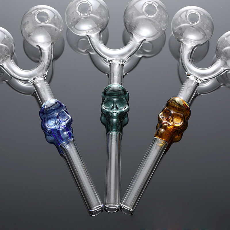 

Double Oil Burner Glass Pipe Skull ART Balancer Smoking Tube Pipes Recycler Oil Dab Rigs Cigarette Tobacco Dry Herb Spoon Pipes 14cm Lenght