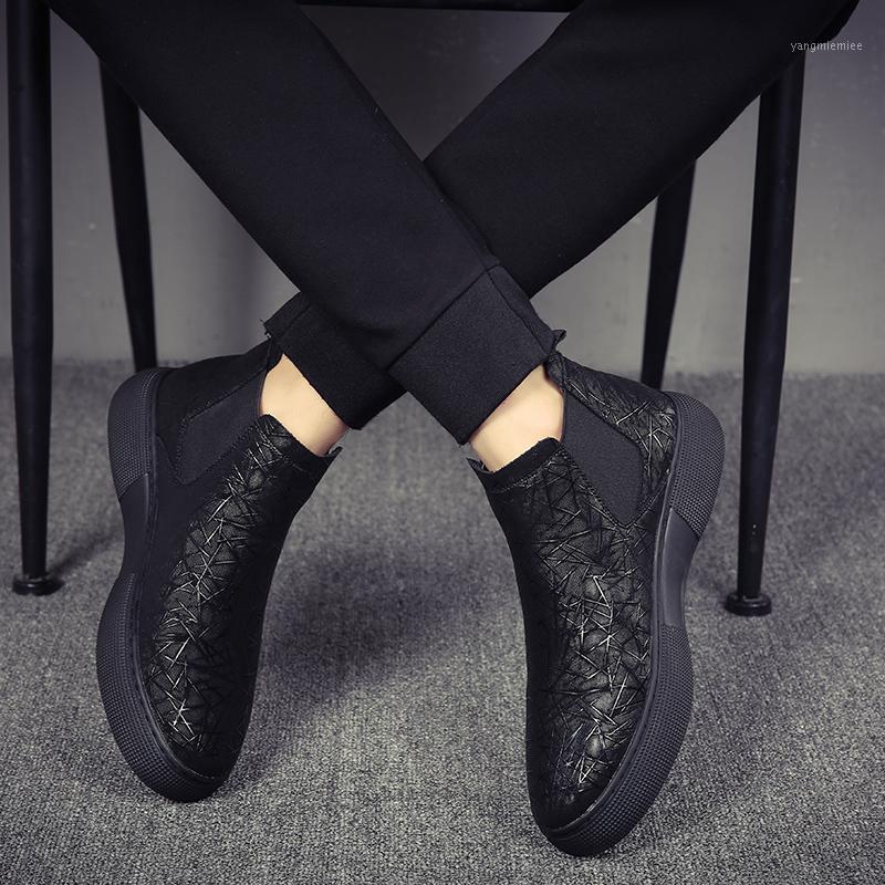 

men's fashion breathable boots soft leather shoes flats platform ankle botines hombre bota masculina male1, Black