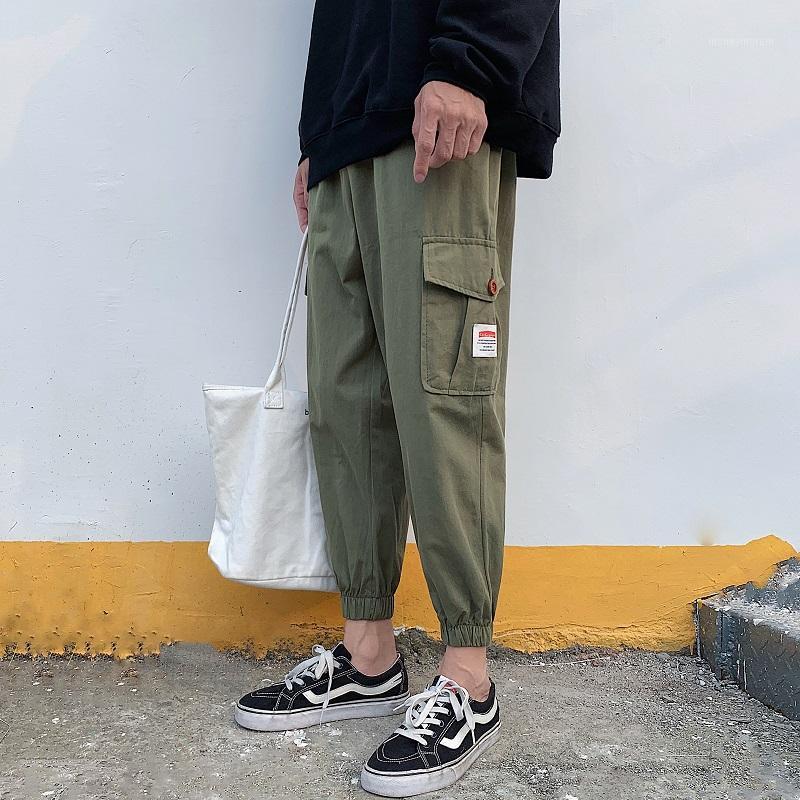 

Summer 2020 new fashion brand overalls Korean fashion loose straight leggings brand all-match casual pants men1, Black
