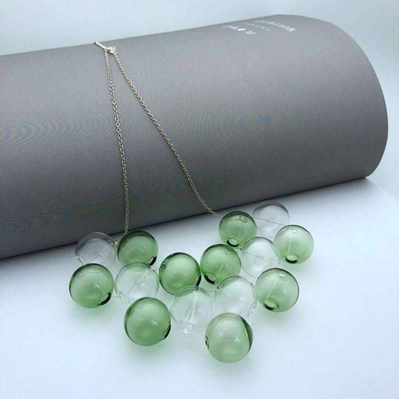 

Original Handmade Blown Green Bubbles Choker Necklace For Women 2020 Unique Chic Bubbles Short Chain Necklace Femme Bjioux