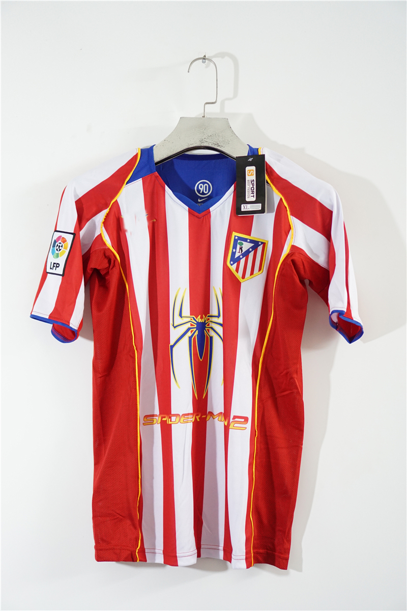 

04 05 Madrid Spider Man version RETRO Soccer Jersey Simeone Fernando Torres 2004 2005 Football shirt, Black;yellow