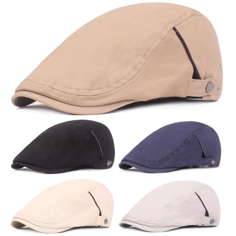 

Men Women Classic Cotton Beret Hat Solid Color Newsboy Caps Casual Golf Hats HATCS0408, Black