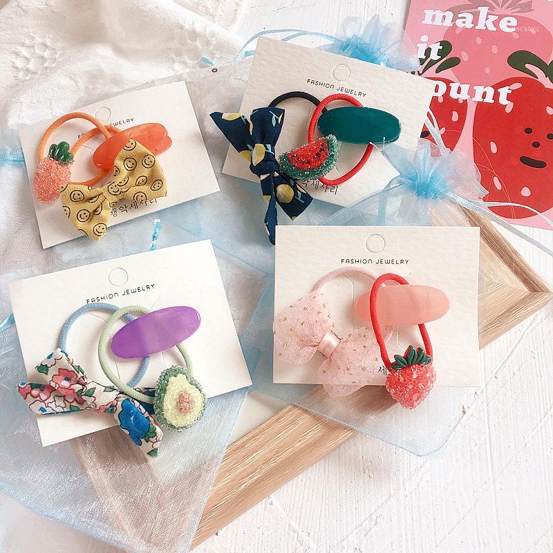 

2020 New Korean Style 3Pcs/Set Child Sweet Cute Hair Clips Plaid Mesh Bow Rubber Bands Hair Pins for Girl Fashion Accessories1