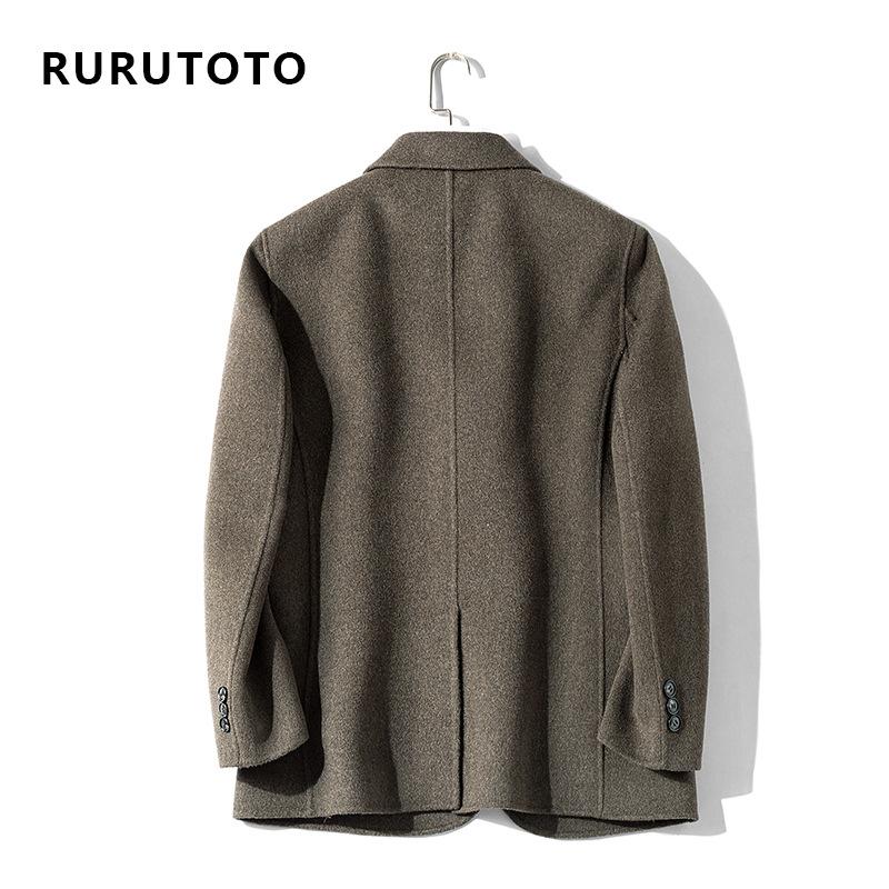 

Amazon spot new men' double face cashmere coat casual fashion business Korean slim fitting men' wear 9866, Black