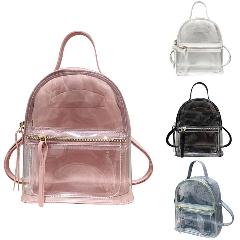 

New Transparent Backpack Women Casual Fashion High Quality Ladies Backpack Transparent School Bag Travel Bag, Black