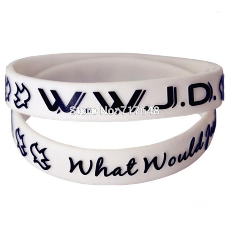 

300pcs WWJD What Would Jesus Do Dove Jesus white yellow pink blue wristband silicone bracelets free shipping by epacket A1