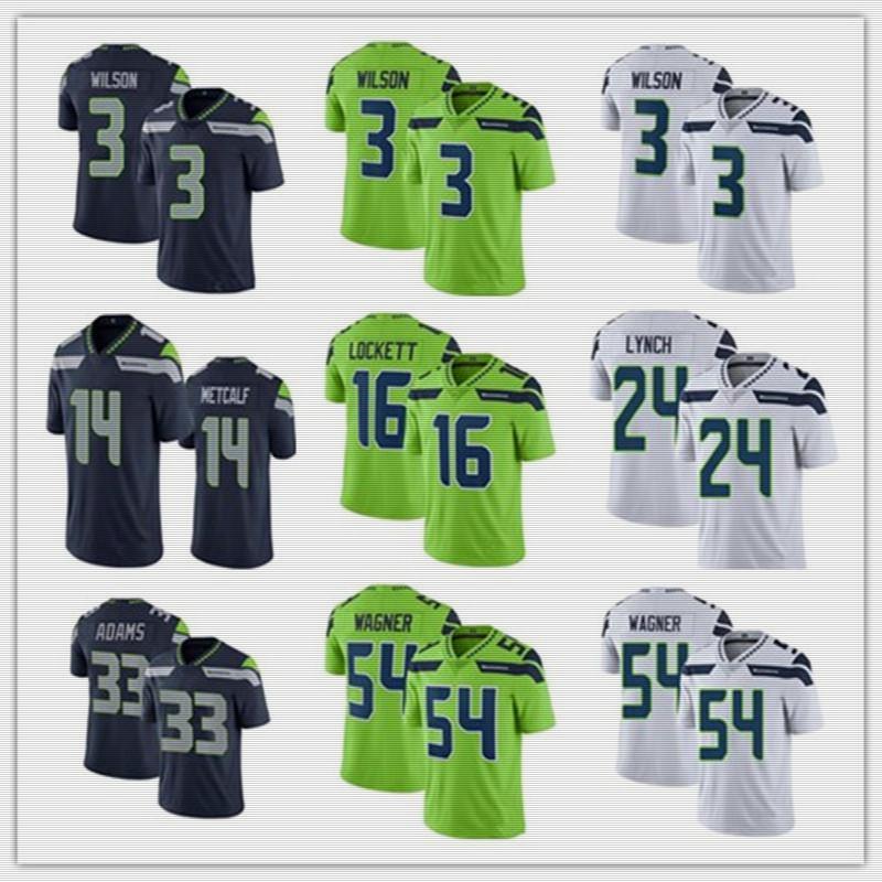 

2021 Mens 3 Russell Wilson 33 Jamal Adams 54 Bobby Wagner 14 DK Metcalf 24 Marshawn Lynch Football Jerseys Tyler Lockett, Black
