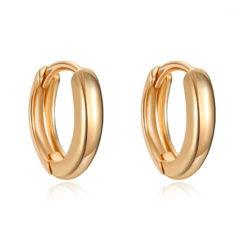 

1Pair Simple Gold Metal Color Smooth Hoop Earrings Elegant Women Fashion Chic Small Round Circle Basic Earrings Jewelry E6661
