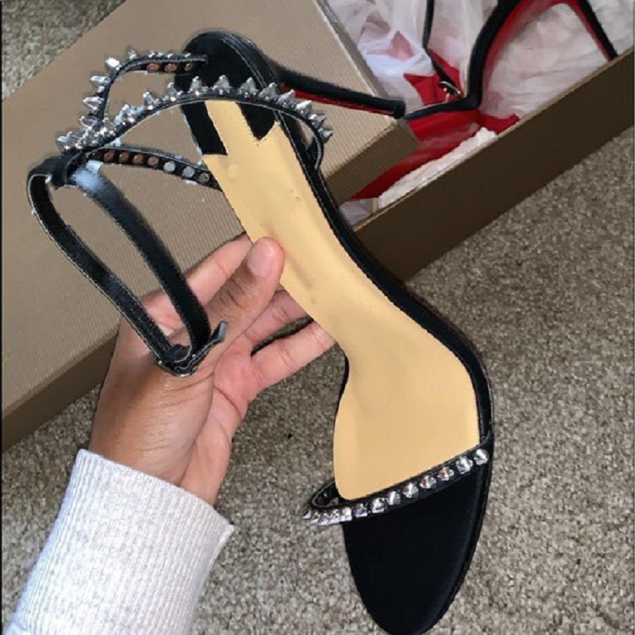 

Summer Spikita Strap 100 mm Sandals Women's Red Shoes Bottom high heeled Chunky Heels Reds sole Dress Party Perfect Cross Sandalias Strap